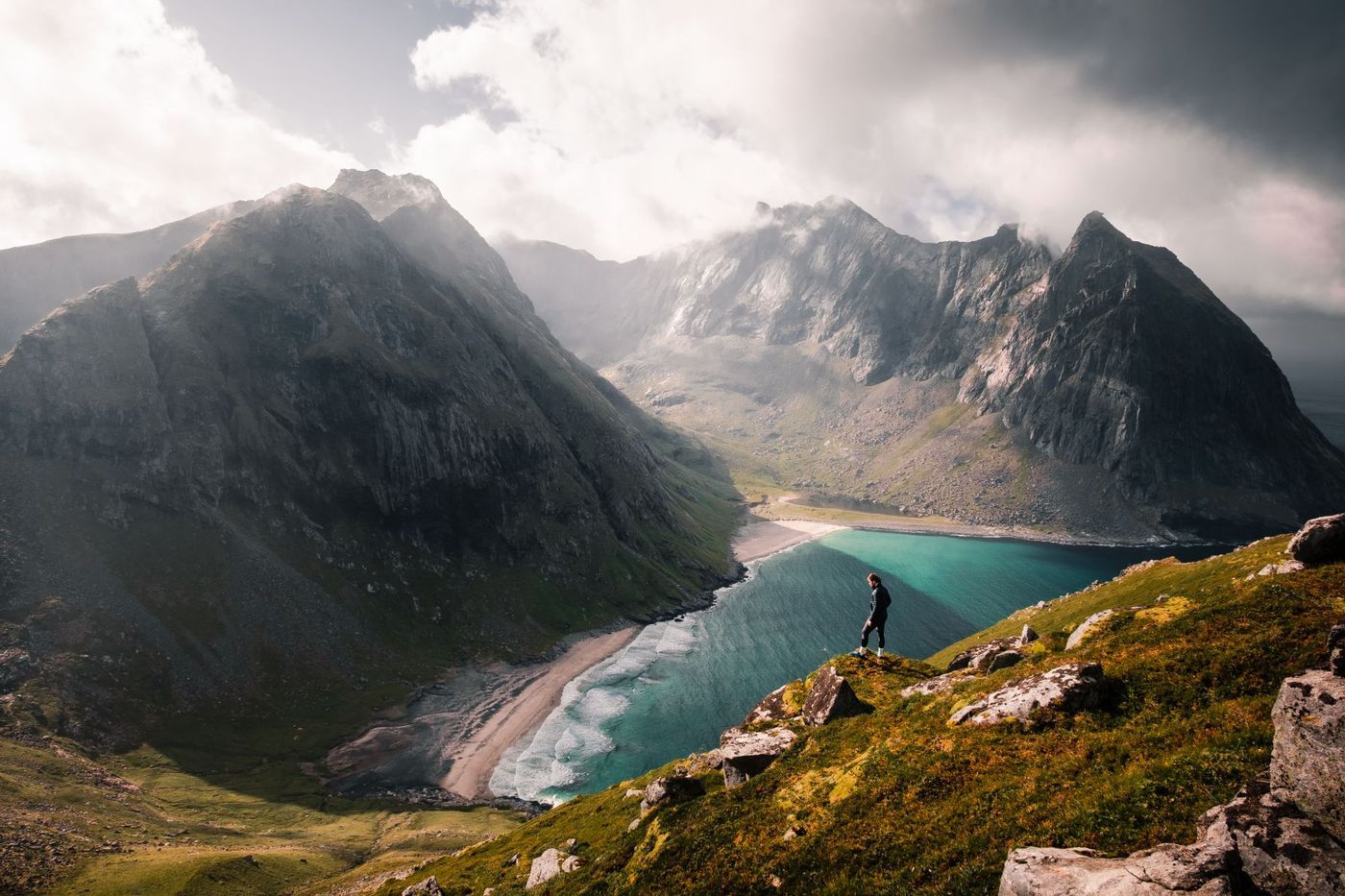 Ryten mountain overlooking Kvalvika Beach