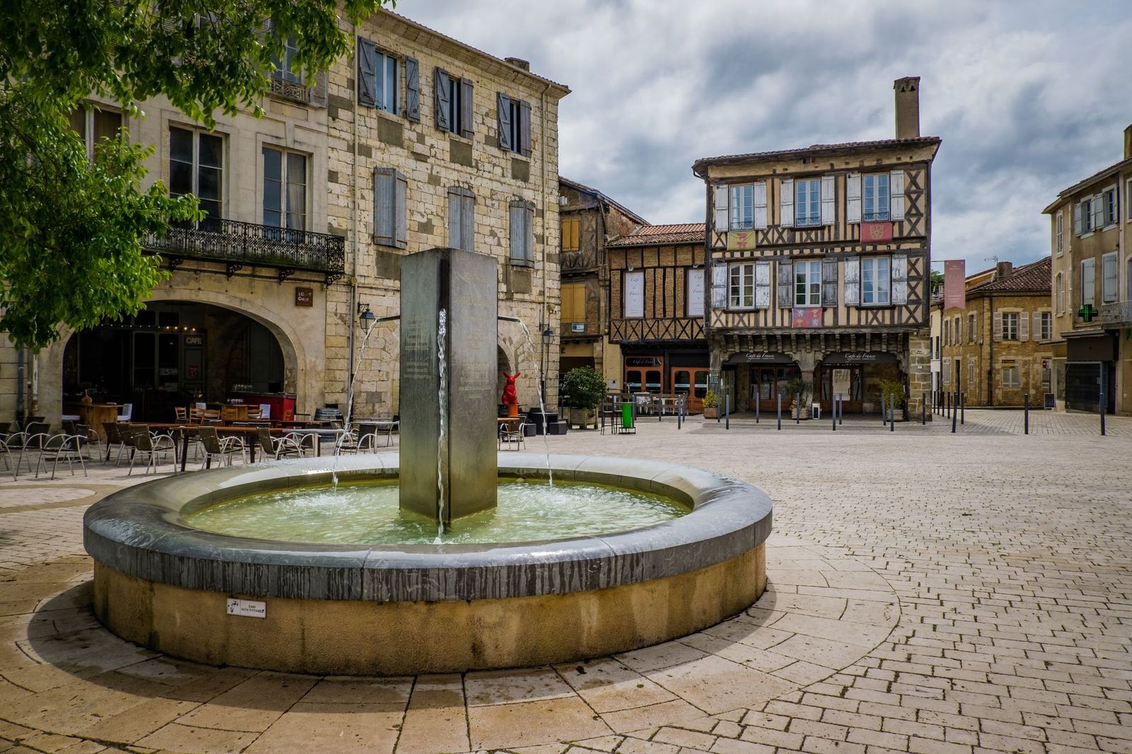 Famous Main Square in the small town of Eauze,,France