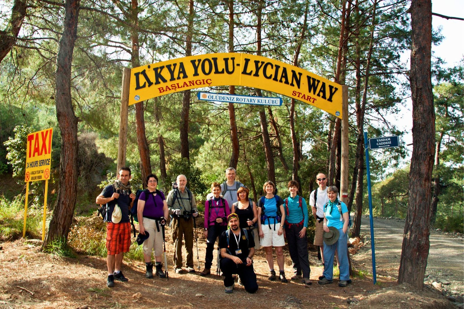 Hikers at the start of the Lycian Way