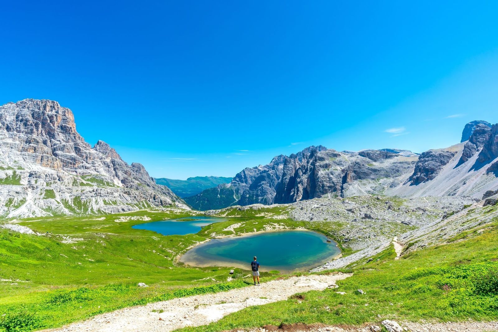 Laghi-dei-Piani-with-a-Hiker.