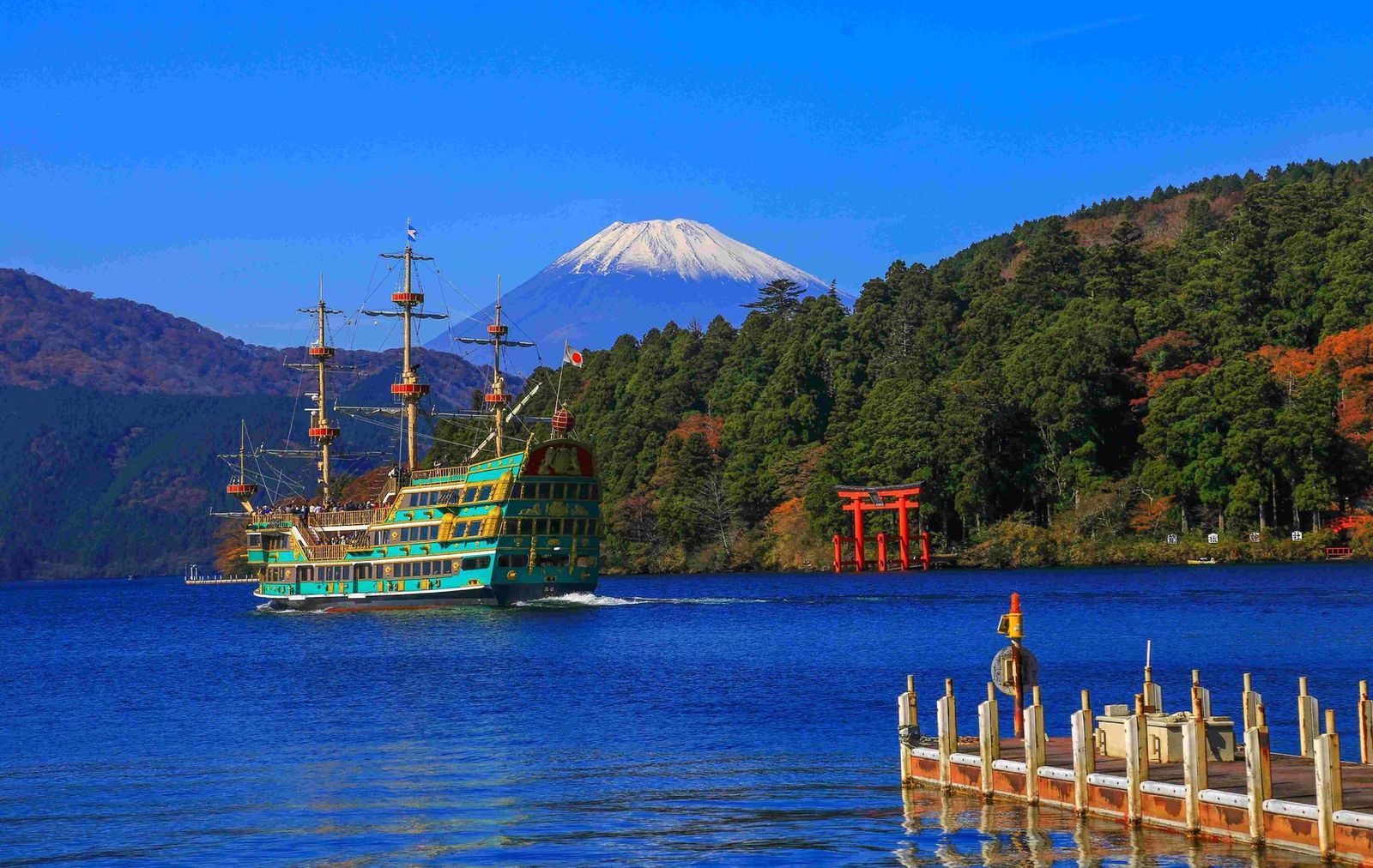 Lake Ashi and Pirate Boast on lake