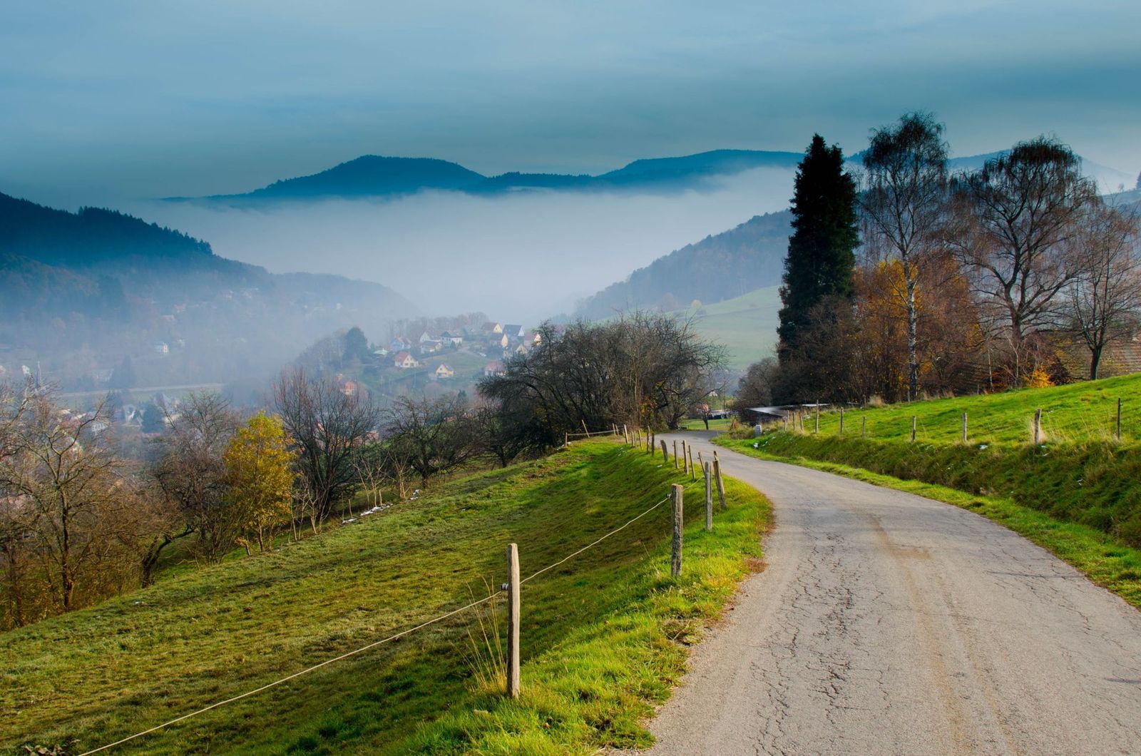 Path through the Vosges mountains in france