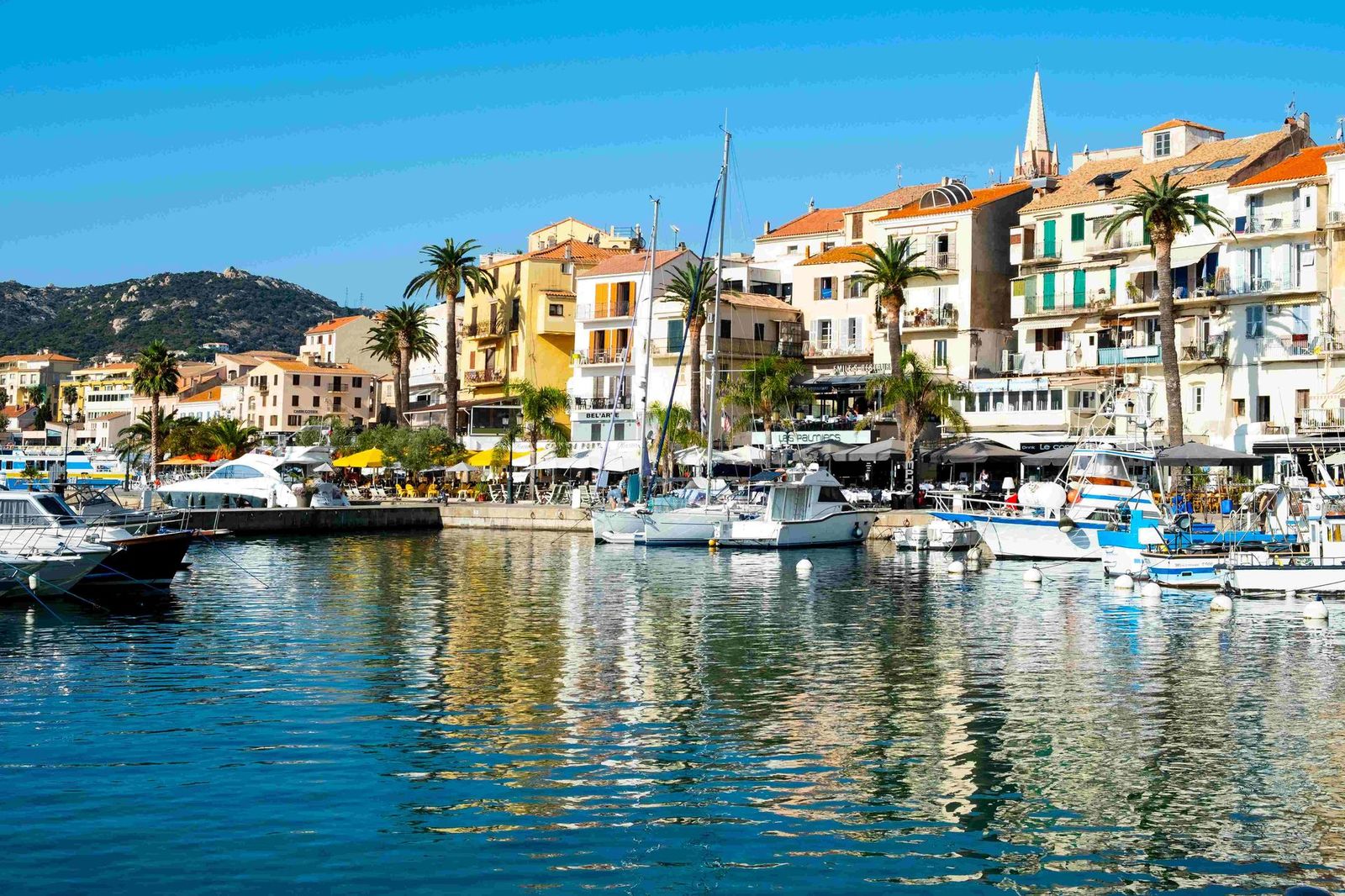 Porto town in harbour Corsica
