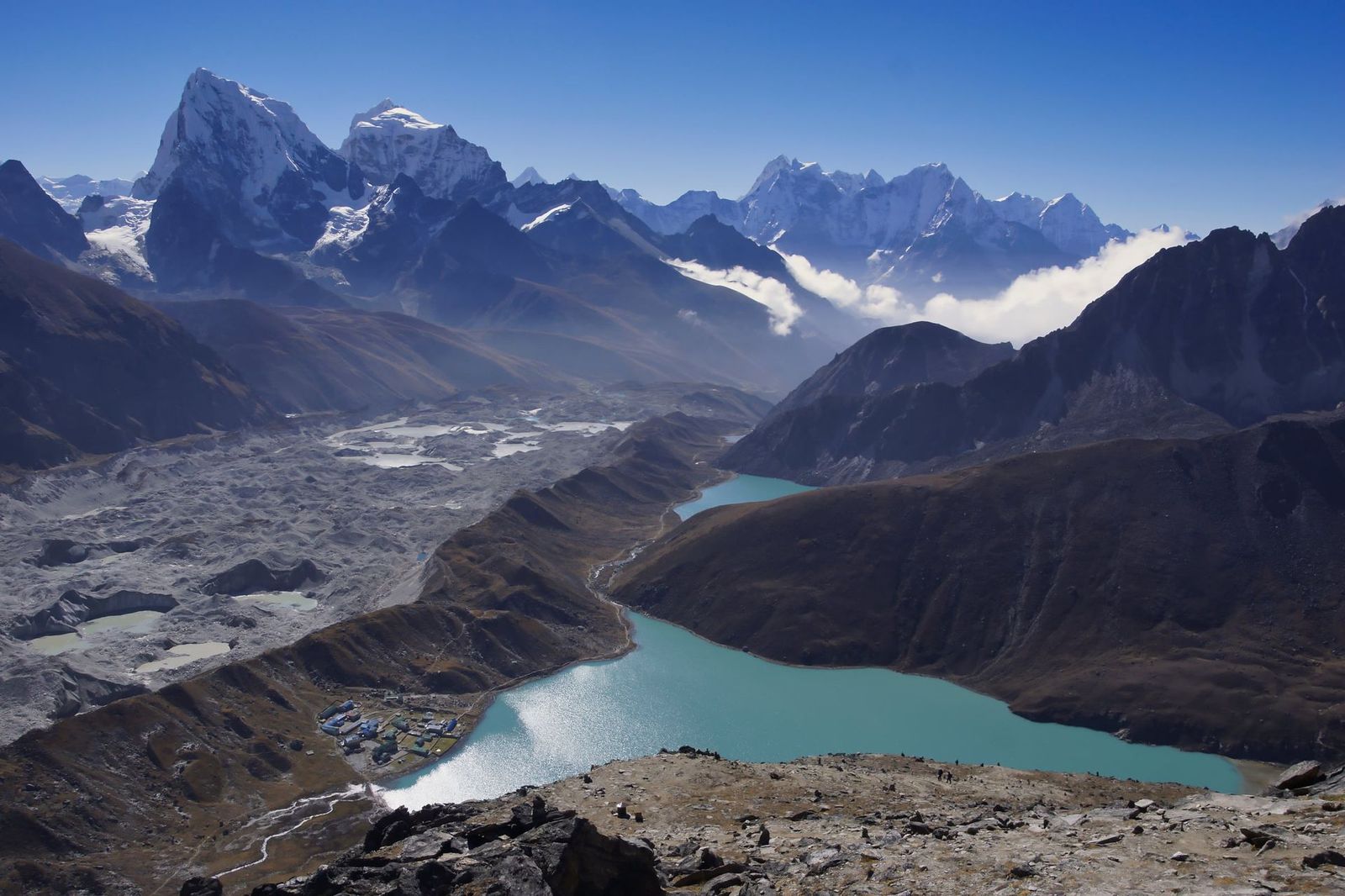 View,On,Ngozumpa,Glacier,And,Gokyo,Lake.,Route,From,Gokyo
