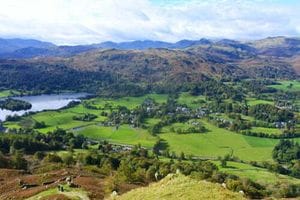 A view of Grasmere from the Alcock Tarn in the Lake District of England