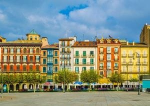 Plaza del castillo in the spanish city Pamplona