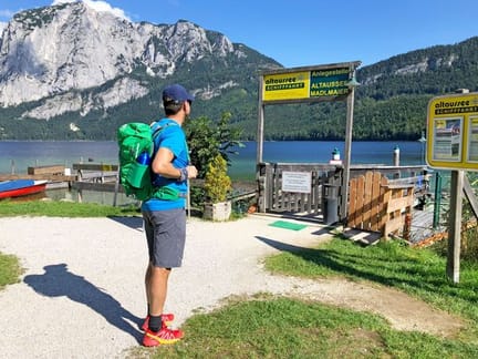 A hiker staring toward Lake Altaussee - supplied by Eurohike