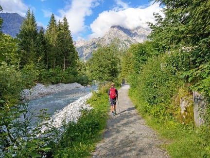 Hiker at the foot of the Steinernes Meer (Stone Sea) in Salzburg, Austria- supplied by Eurohike