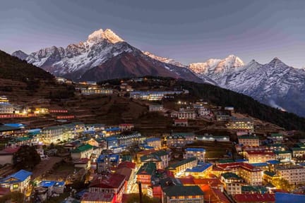 Namche Baazar at night from hotel