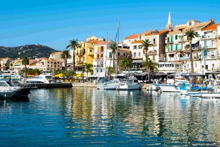 Porto town in harbour Corsica
