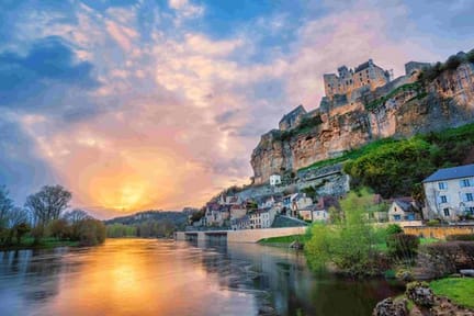 Sunset over river Dordogne