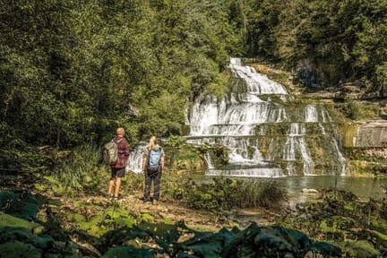 Walkers in Vallorbe Cascade