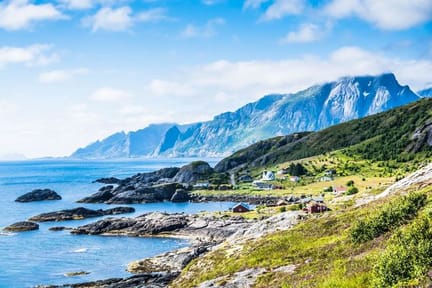 Wonderful view of Nesland's Village in Lofoten Norway