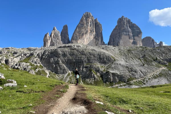 Hiker at Three Peaks Dolomites