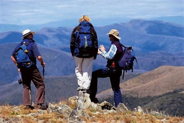 3 hikers feathertop Great Alpine WAlk