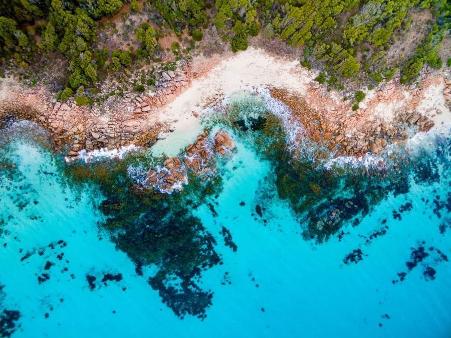 Aerial over a beautiful beach in Cape Naturaliste