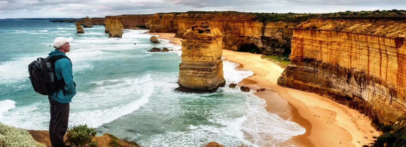 Great Ocean Walks Tour Hiker at 12 Apostles