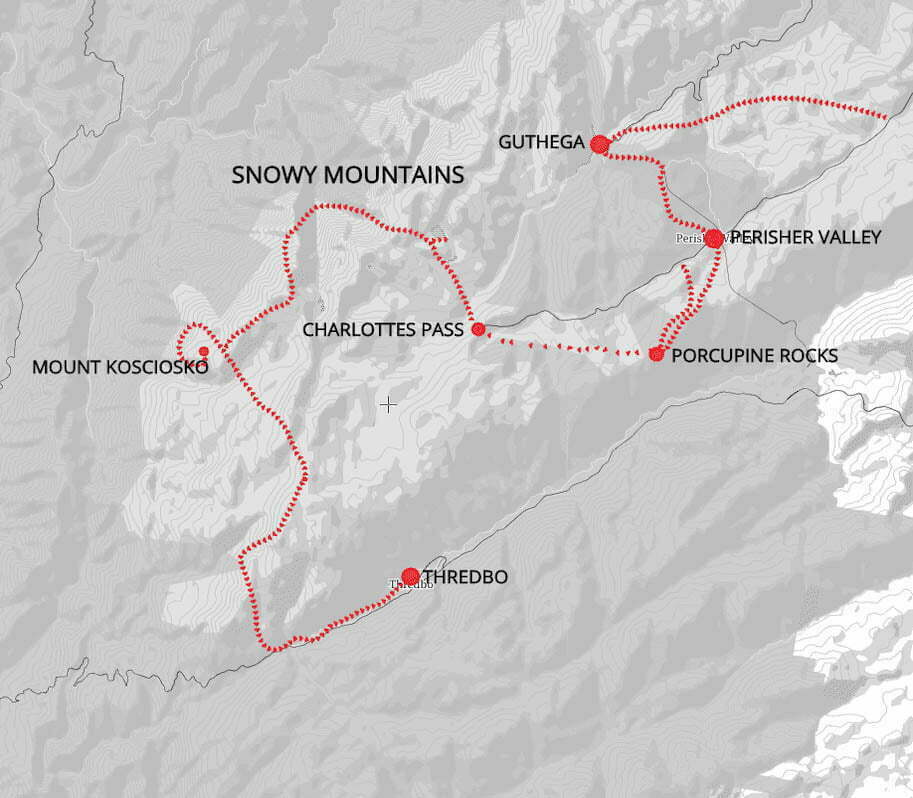 Snowy Mountains WALK Map