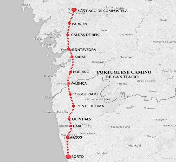 maps camino de santiago portugal coast
