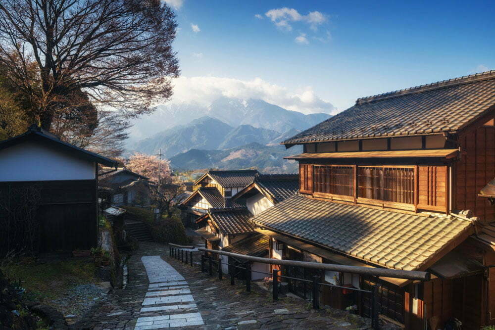 A view of Nakatsugawa, a village along the Nakasendo Way