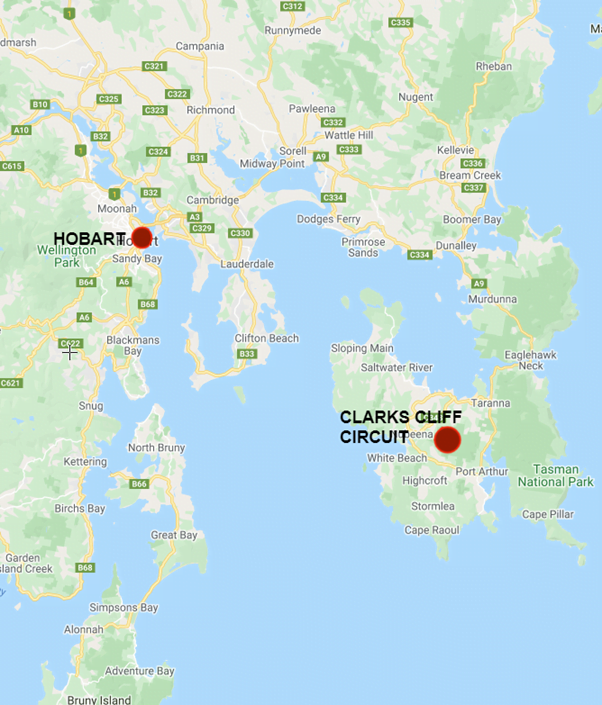 Clarks Cliff location Tasman Peninsula