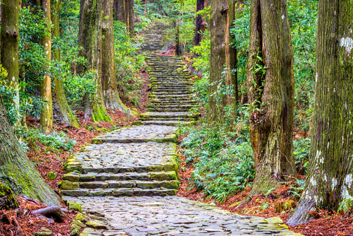 Ancient stone paths are part of the track