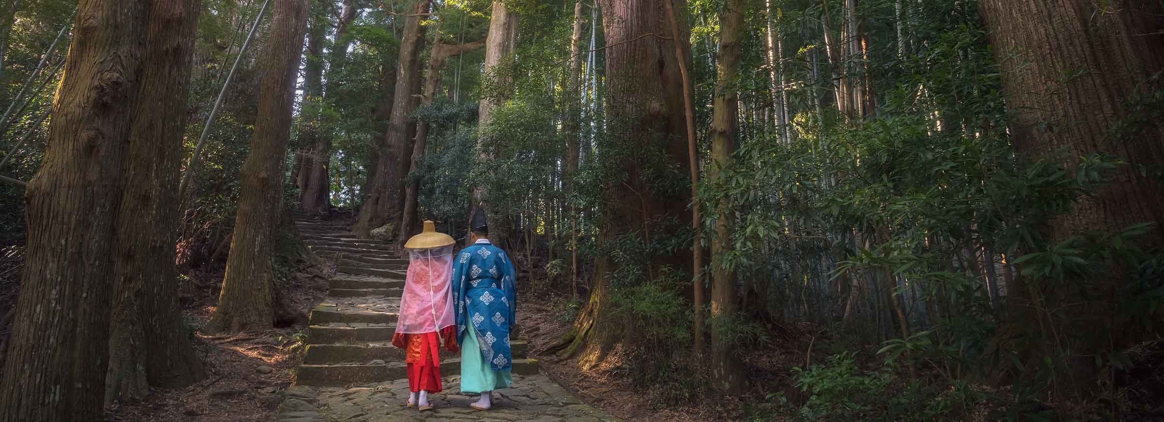 Walking the Kumano Kodo in traditional dress 