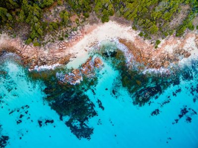 Aerial over a beautiful beach in Cape Naturaliste cape to cape